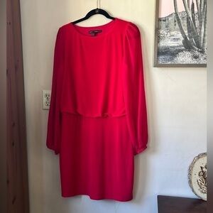 NWT WHBM Mon Cherie Red Chiffon Sleeve Blouson Mini Dress Size Medium